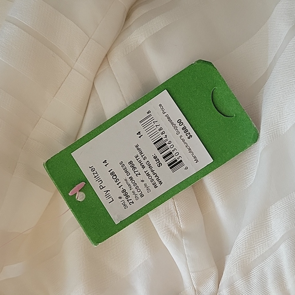 NWT Lilly Pulitzer Blossom Strapless Dress Resort White Wrapping Stripe Silk 14 - Picture 12 of 16